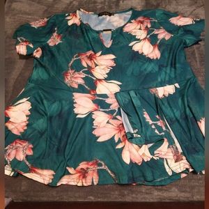 Women blouse green with peach